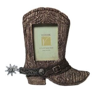 2006 Vanmark Cowboy Boot Spur Photo Frame Picture Size 2 1/2" X 3 1/2"